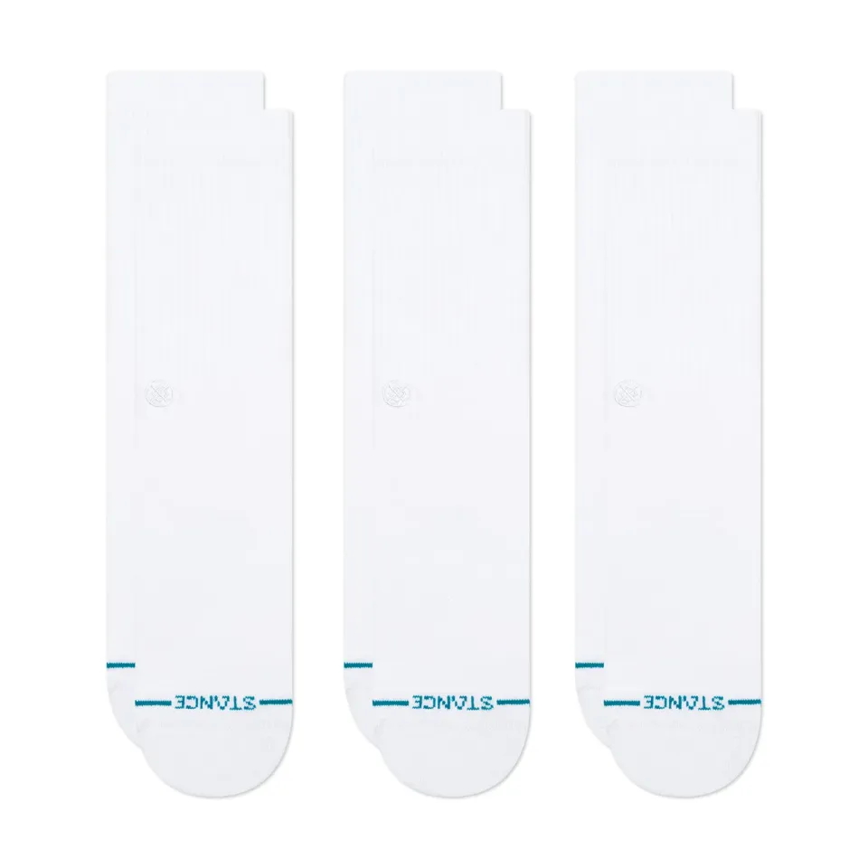 Stance Icon Crew strømper White 3-pak polstret