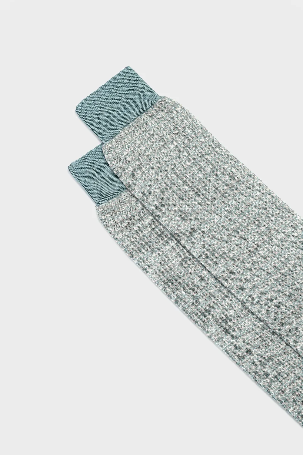 Bresciani Essentials Attilio herresokker teal-ivory bomuld-hør
