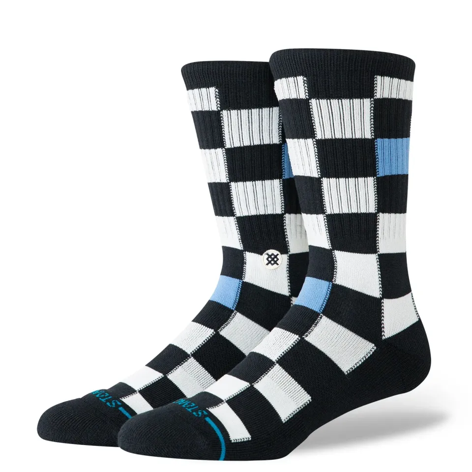 Stance Chef Check crew sokker sort bomuld
