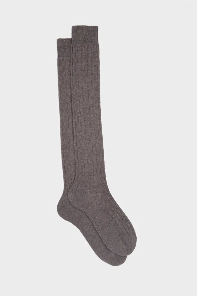 Bresciani Essentials Biagio strømper beaver uld flet