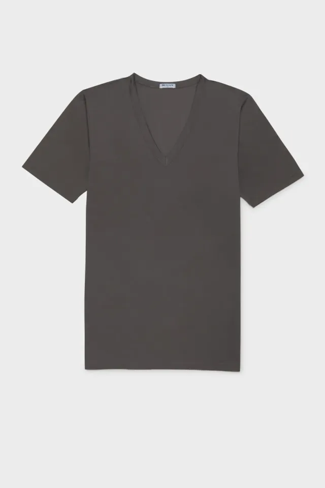 Bresciani Scollo V T-shirt grå bomuld V-hals