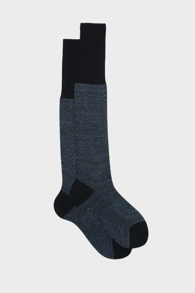 Bresciani Essentials Mattia herresokker navy-jeans bomuld hør