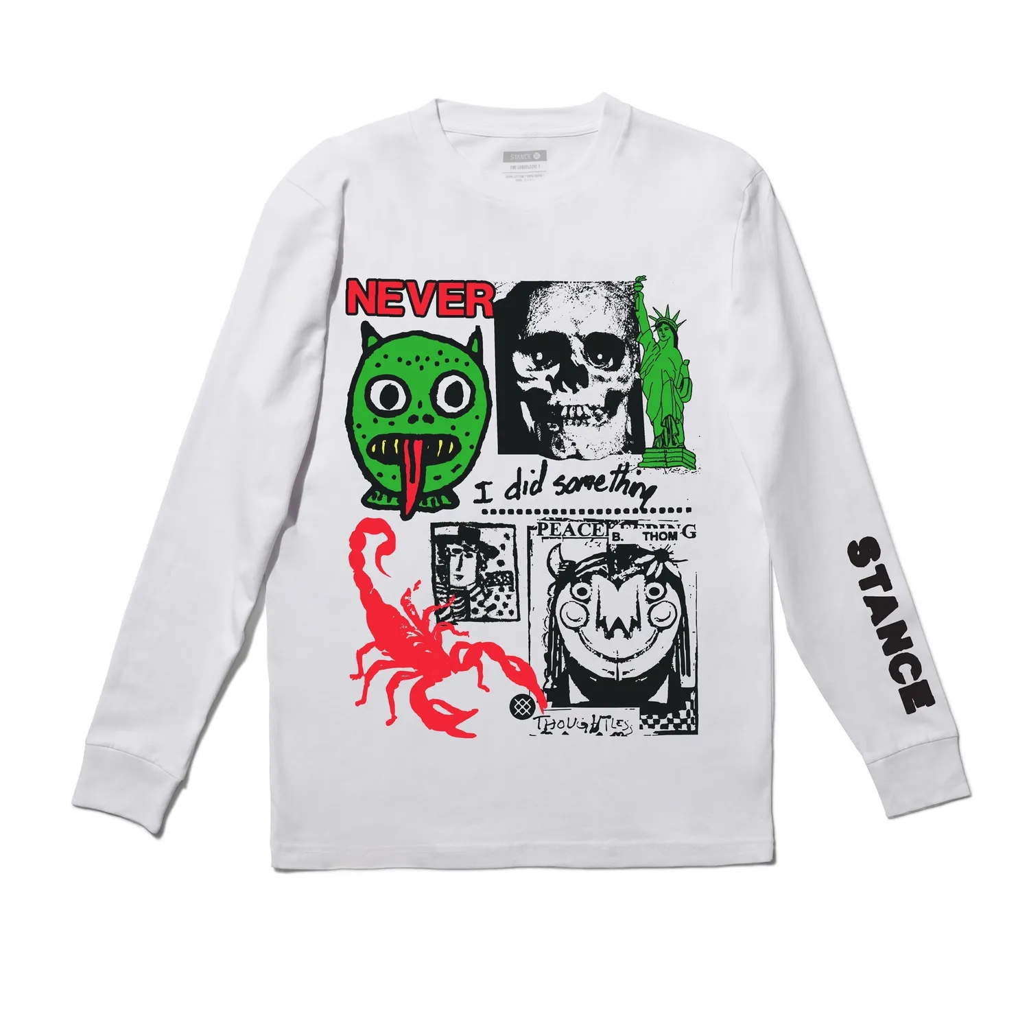 Stance I Did Something langærmet t-shirt hvid bomuld