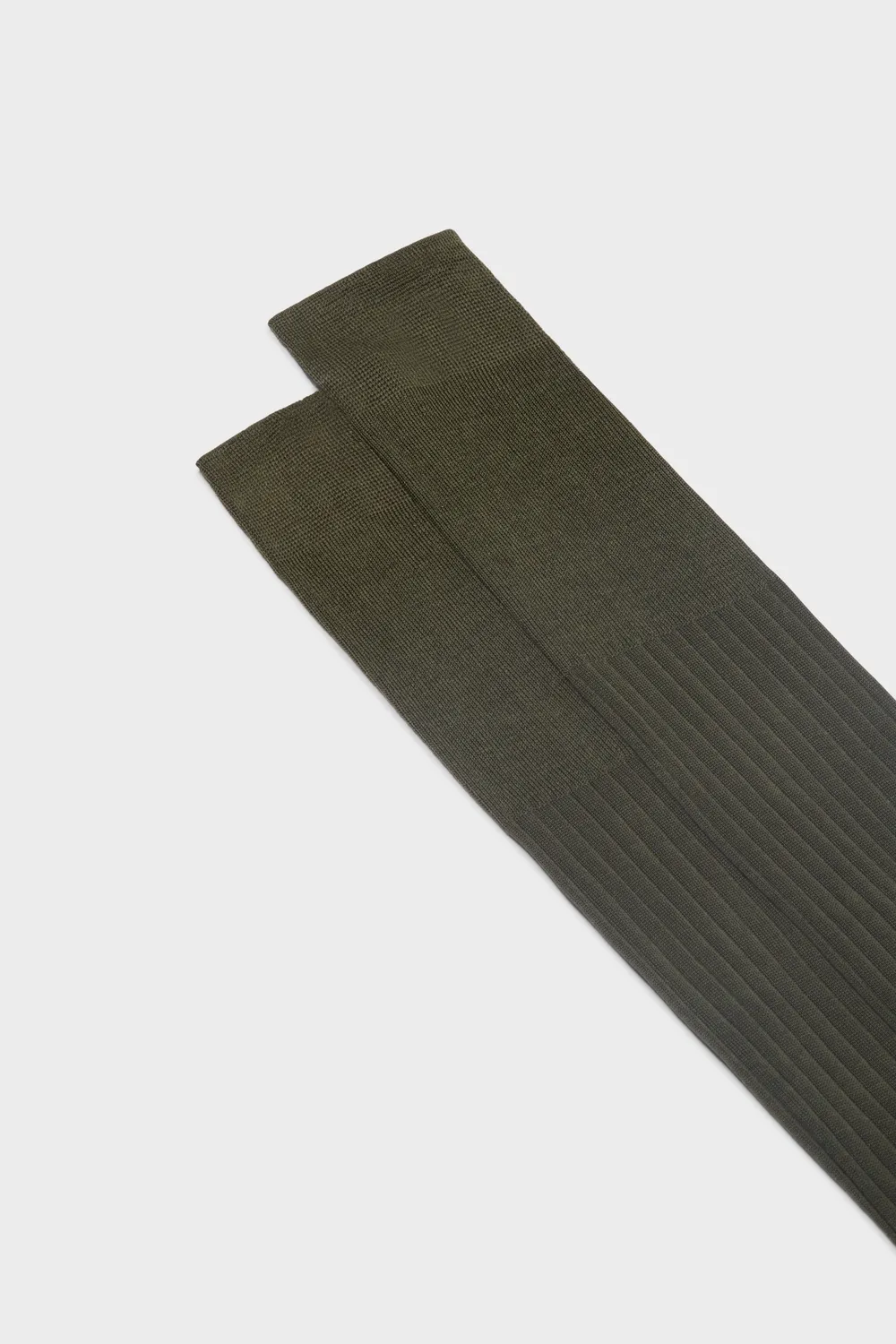 Bresciani Essentials Cesare strømper oliven rib bomuld