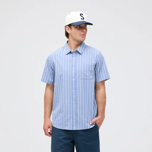 Stance Bales Button Up skjorte stone blue økologisk bomuld