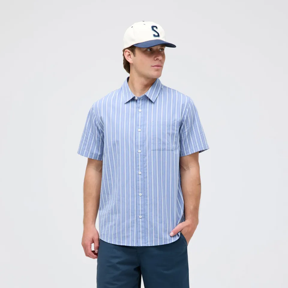 Stance Bales Button Up skjorte stone blue økologisk bomuld