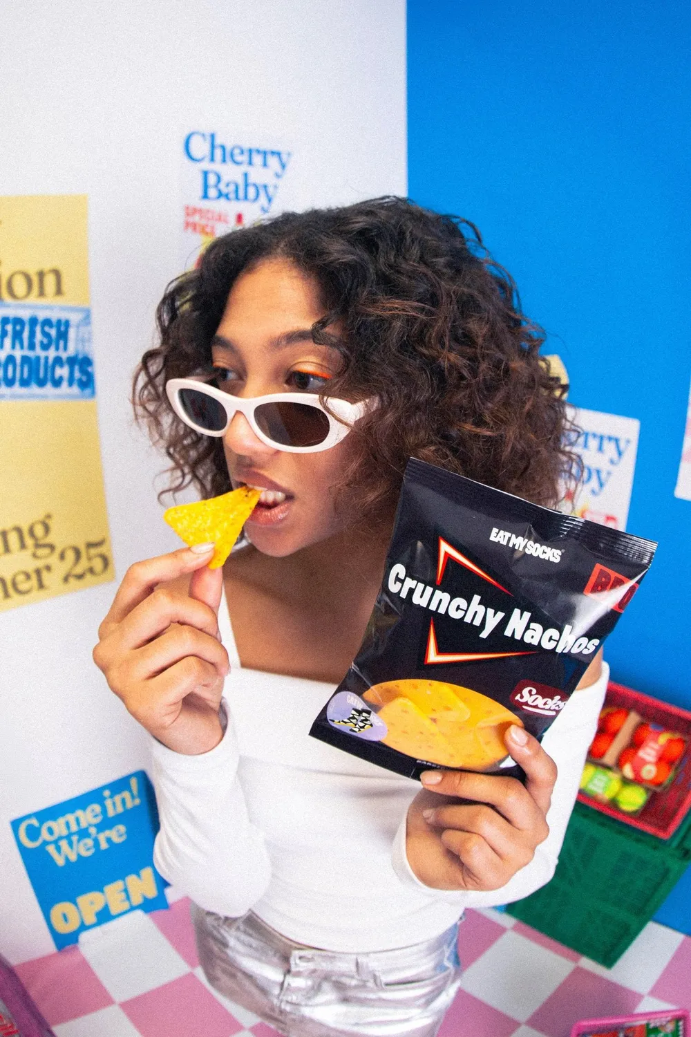 Eat My Socks Crunchy Nachos BBQ sokker sort