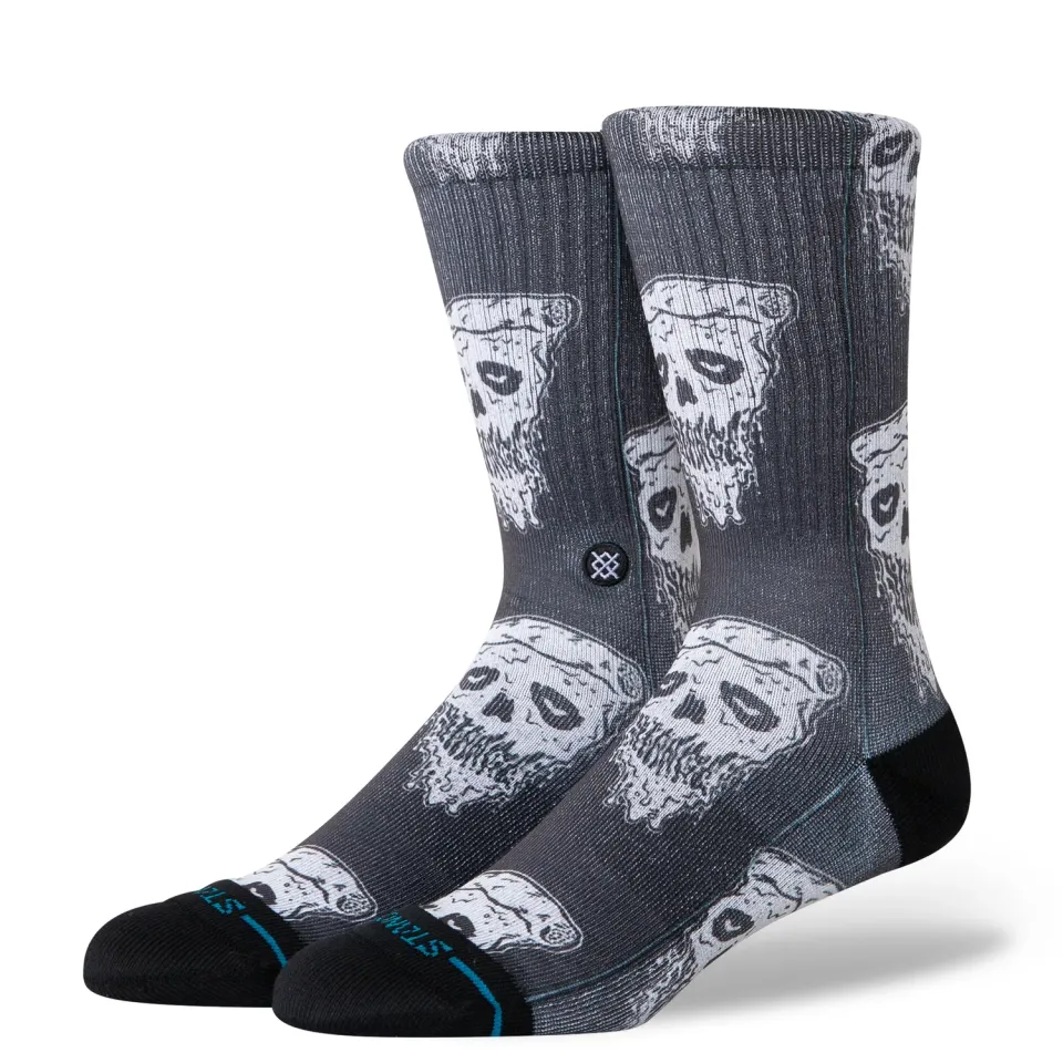 Stance Pizza Face Crew strømper hvid sort medium polstring