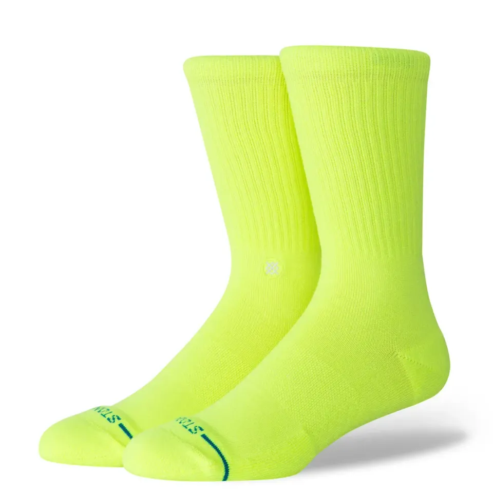 Stance Icon Crew strømper neongul bomuld