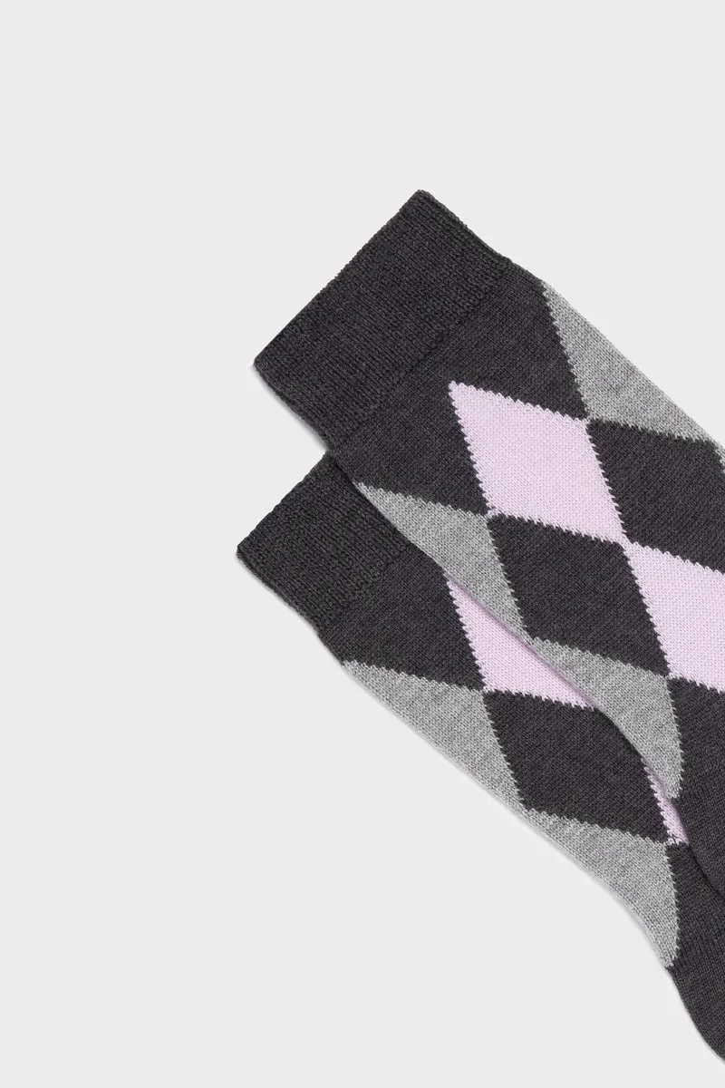 Bresciani Carla strømper grey-lilac uld argyle