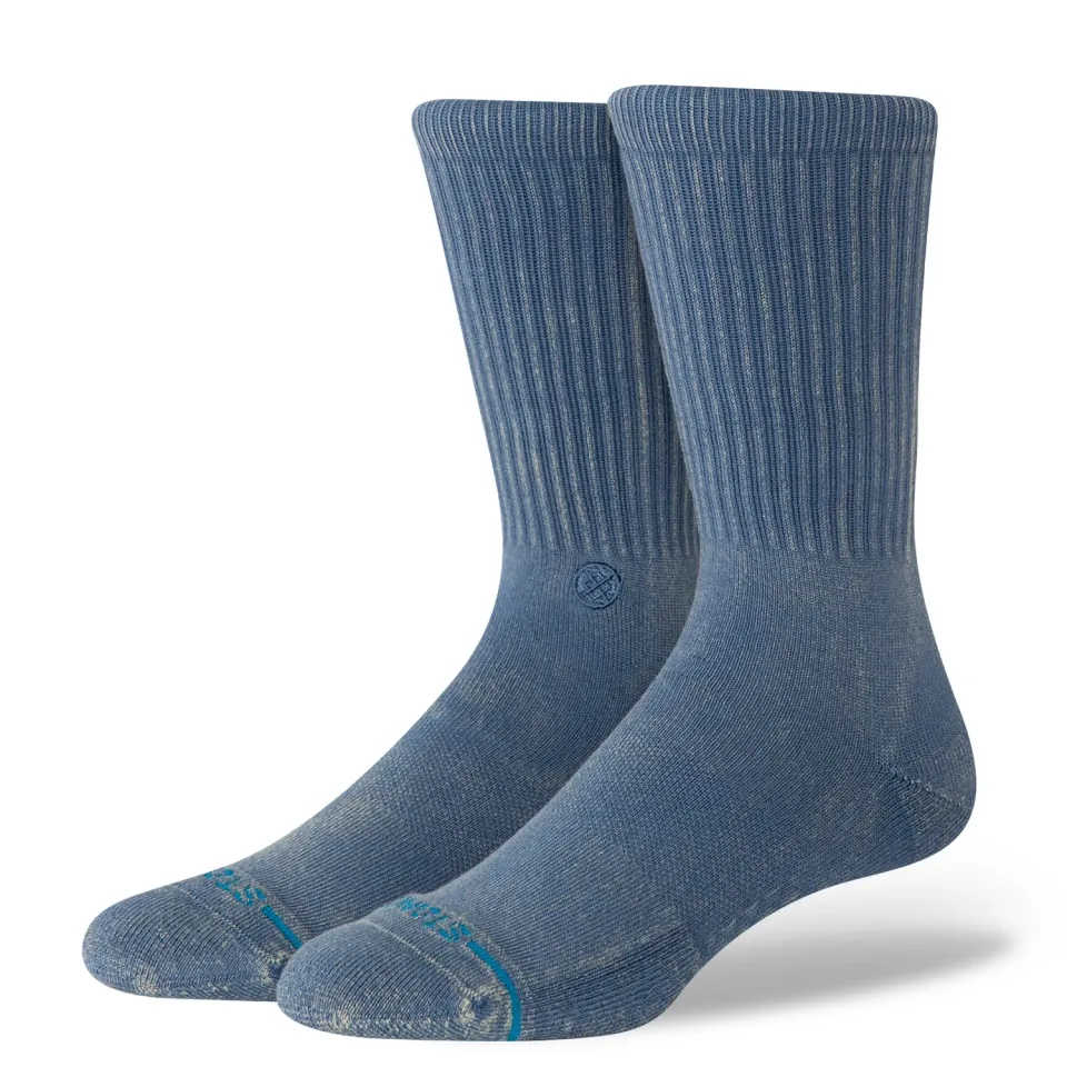 Stance Icon Dyed crew strømper havblå bomuld
