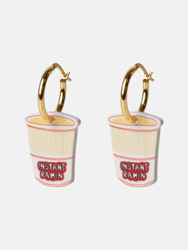Eat My Socks Instant Ramen øreringe forgyldt