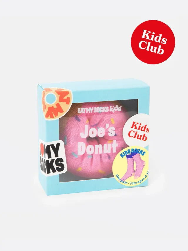 Eat My Socks Joe Donut børnesokker pink donut