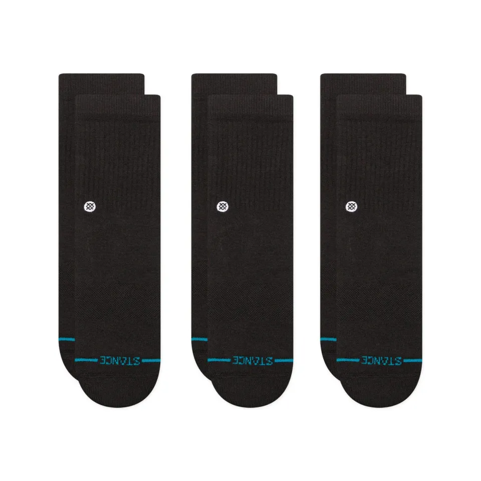 Stance Icon Kids Crew sokker 3-pak sort medium