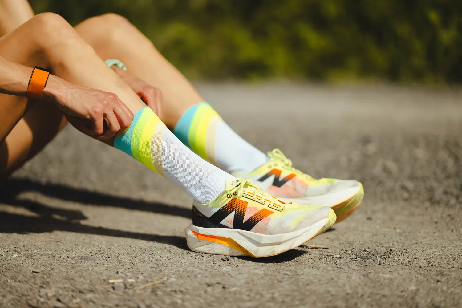 Incylence Running Grades løbestrømper blå-gul 39-42 åndbar