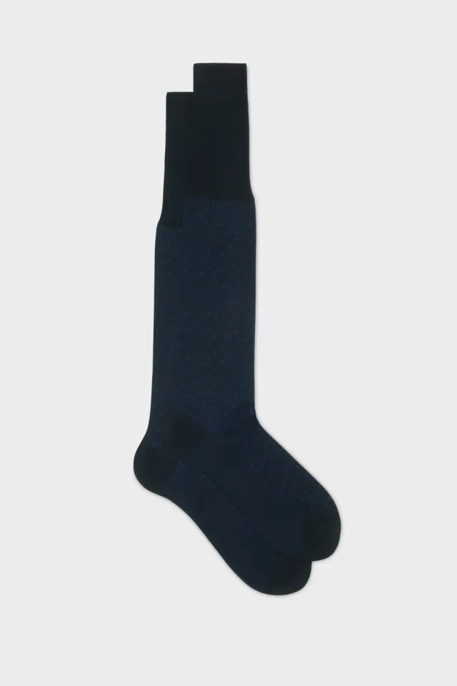 Bresciani Essentials Fabio herresokker navy prikker bomuld
