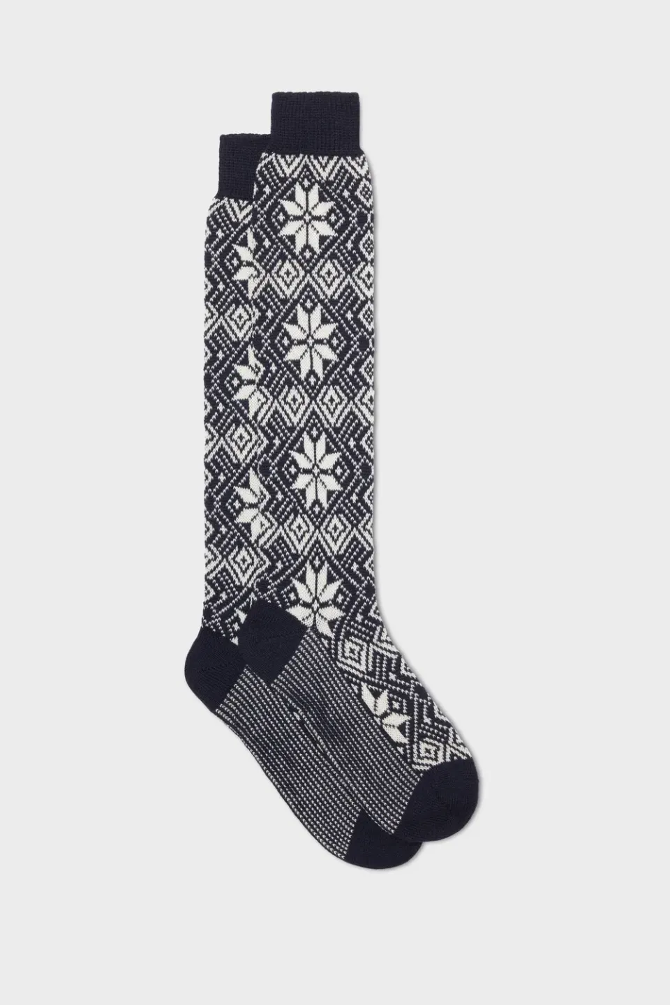 Bresciani Borea uldstrømper navy-hvid norsk