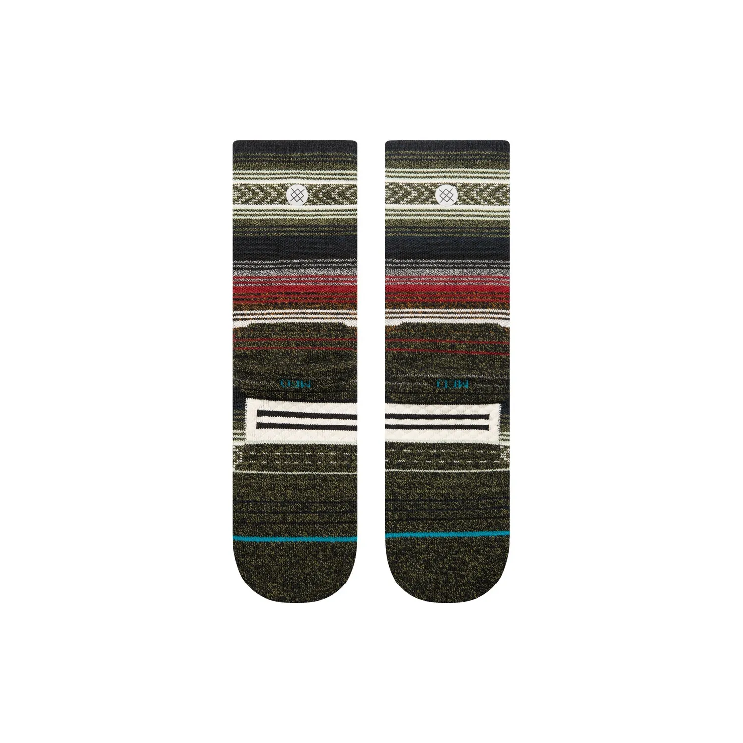 Stance Mid Wool Crew vandrestrømper sort rød uld