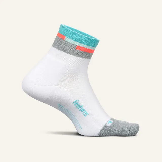 Feetures Elite Light Cushion Quarter løbestrømper Aquatic White
