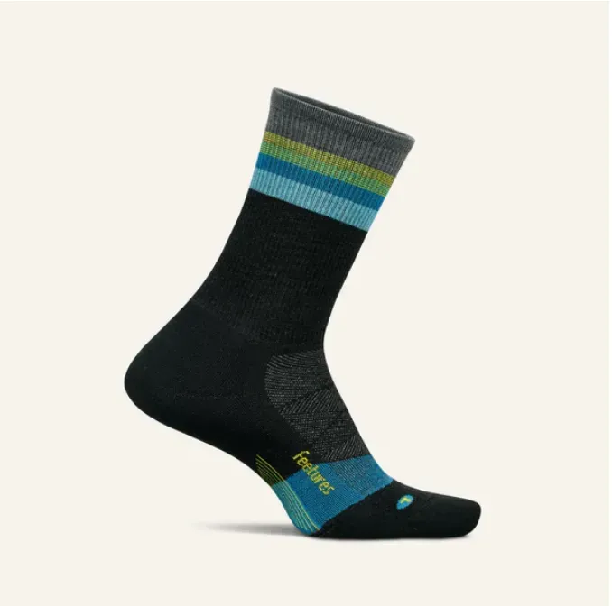 Feetures Merino 10 Cushion Mini Crew løbestrømper Luminous Black merinould