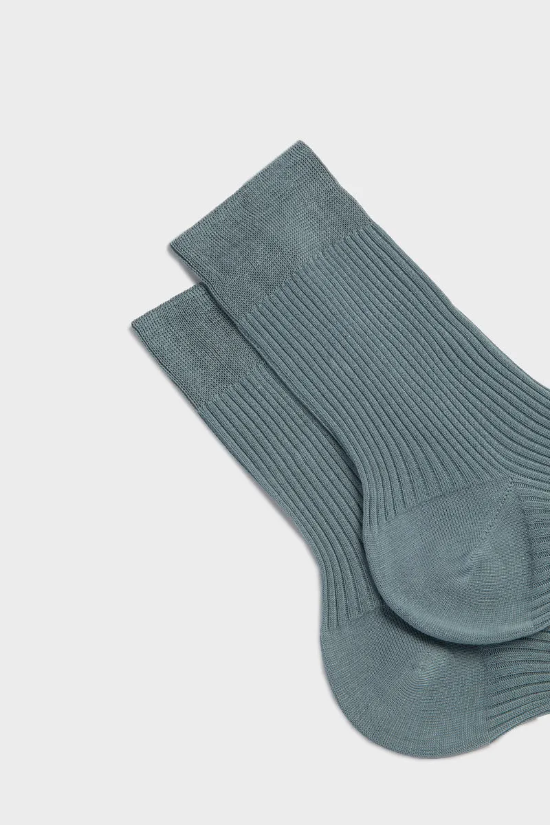 Bresciani Gaia damesokker teal 100% bomuld