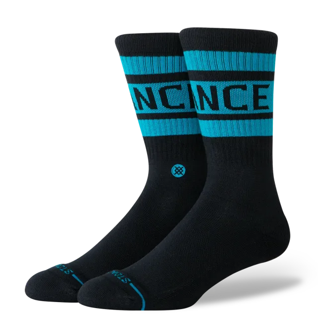 Stance Boyd crewstrømper teal stribet bomuld