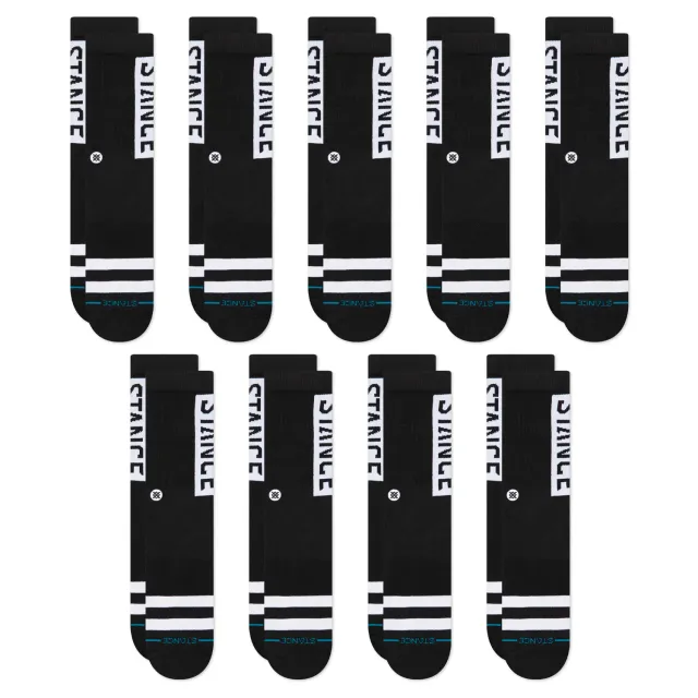 Stance OG Crew sokker 9-pak sorte bomuld