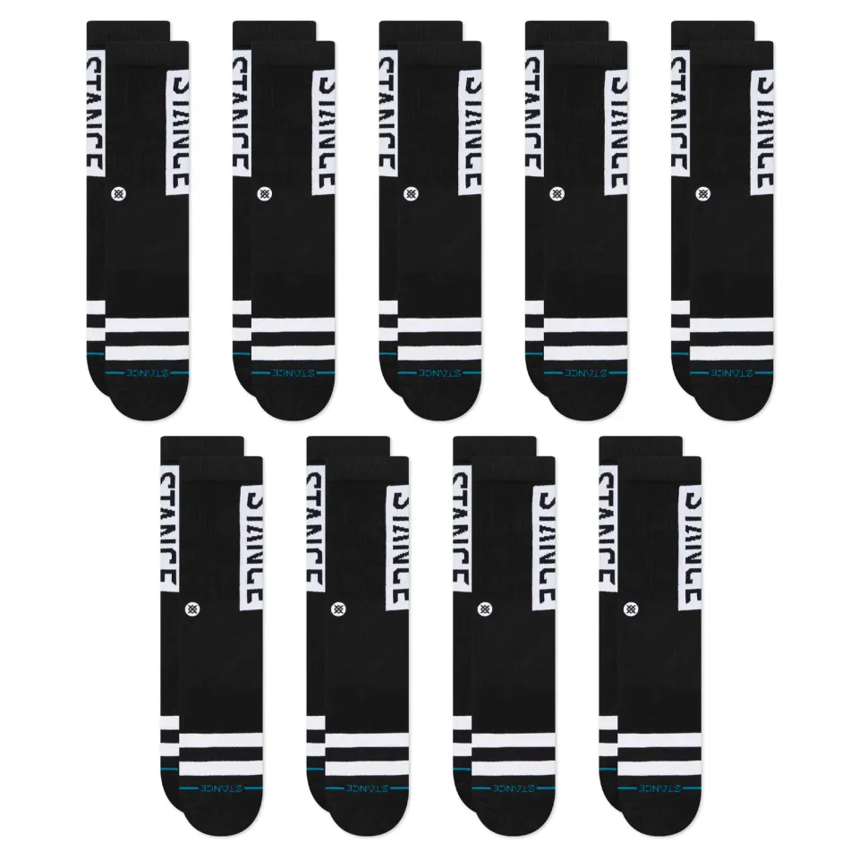 Stance OG Crew sokker 9-pak sorte bomuld