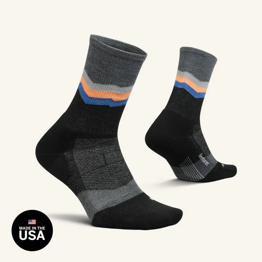 Feetures Merino 10 Cushion Mini Crew uldsok Switchback Charcoal