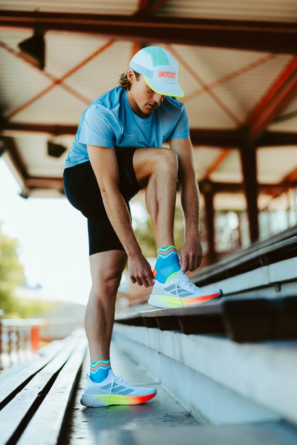 Incylence Ultralight Waves Short løbestrømper cyan green ultralette