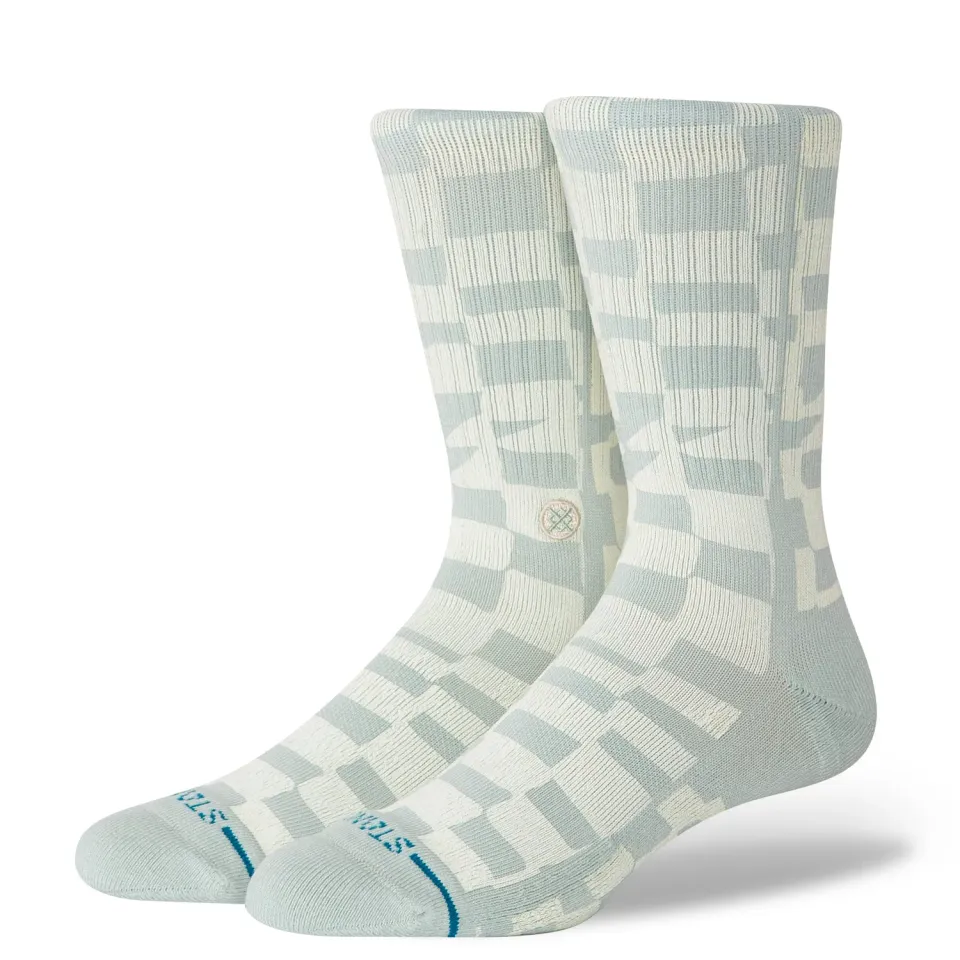Stance Wave Check crew sokker lyseblå medium