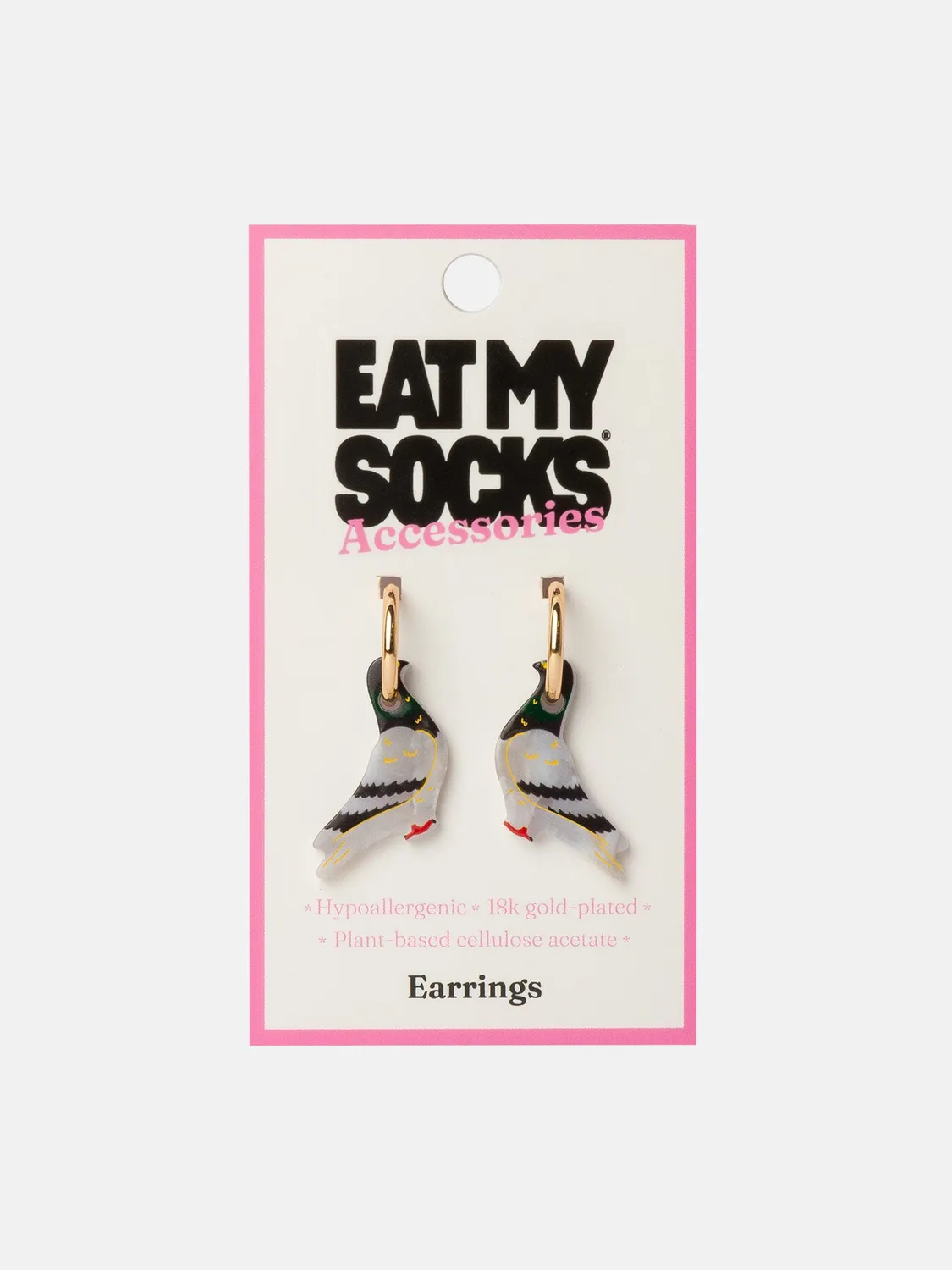 Eat My Socks Pigeon øreringe 18k guld
