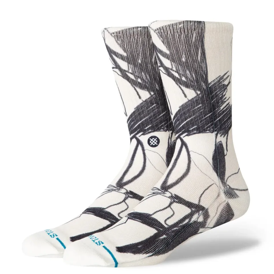 Stance Art Studio crew strømper hvid poly-blend