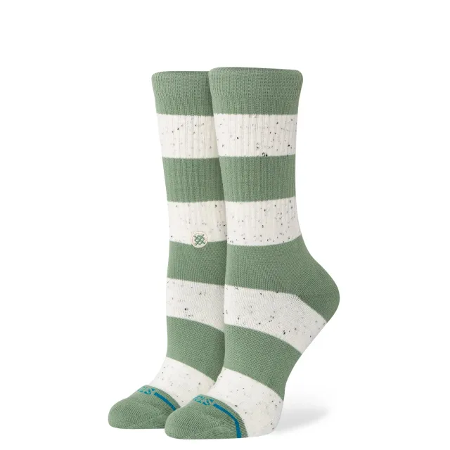 Stance Nep Stripe Crew sokker grøn bomuld dame