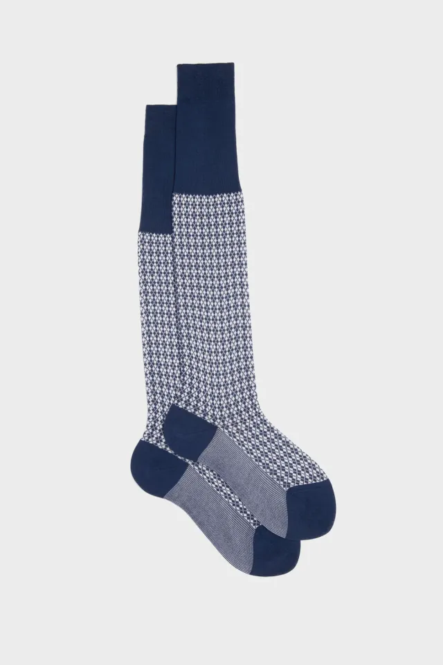 Bresciani Essentials Ilario strømper 1 par blå-hvid bomuld