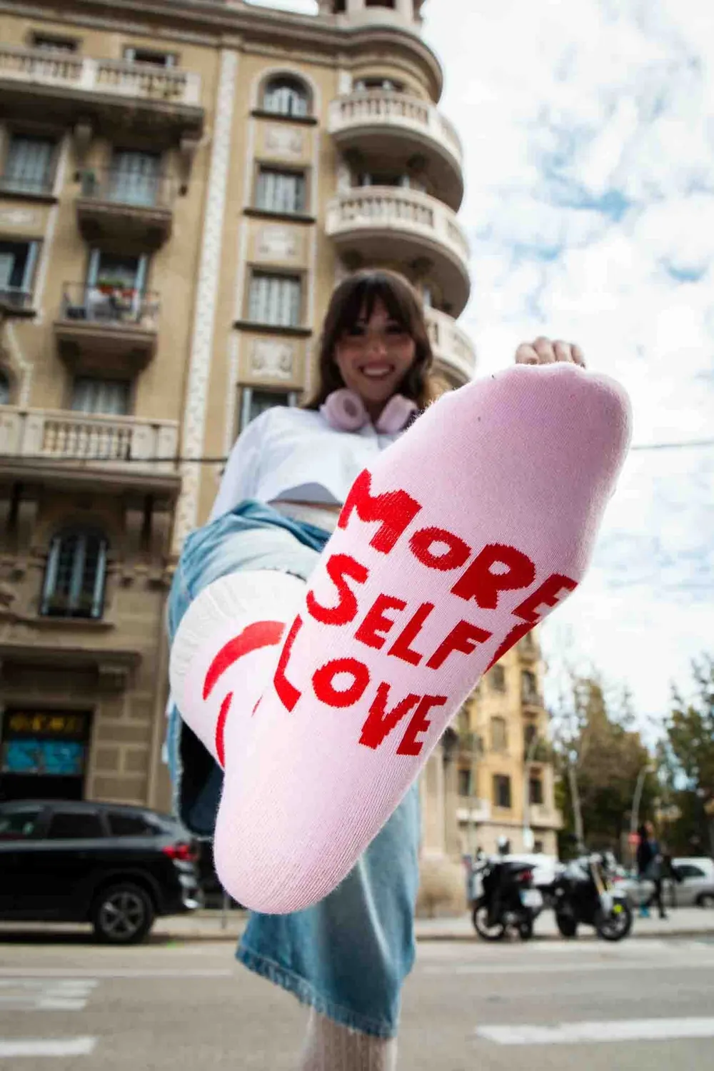 Eat My Socks Love strømper hjerteprint bomuld