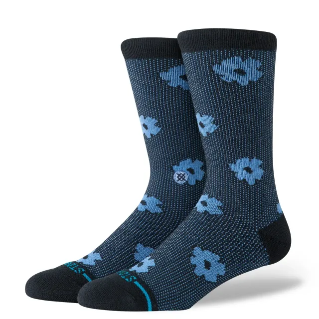 Stance Digital Daisy Crew strømper sort kæmmet bomuld