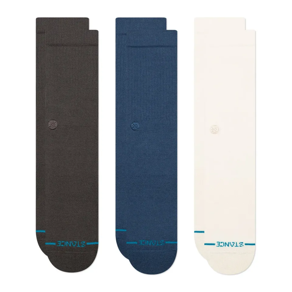 Stance Icon Crew strømper grå 3-pak bomuld medium