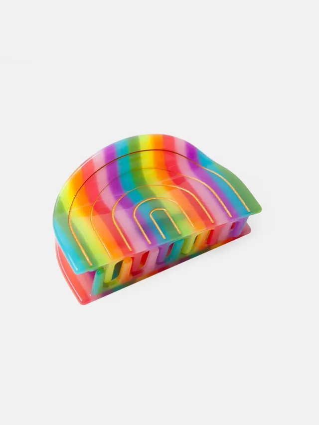 Eat My Socks Rainbow Hair Claw hårklemme acetat