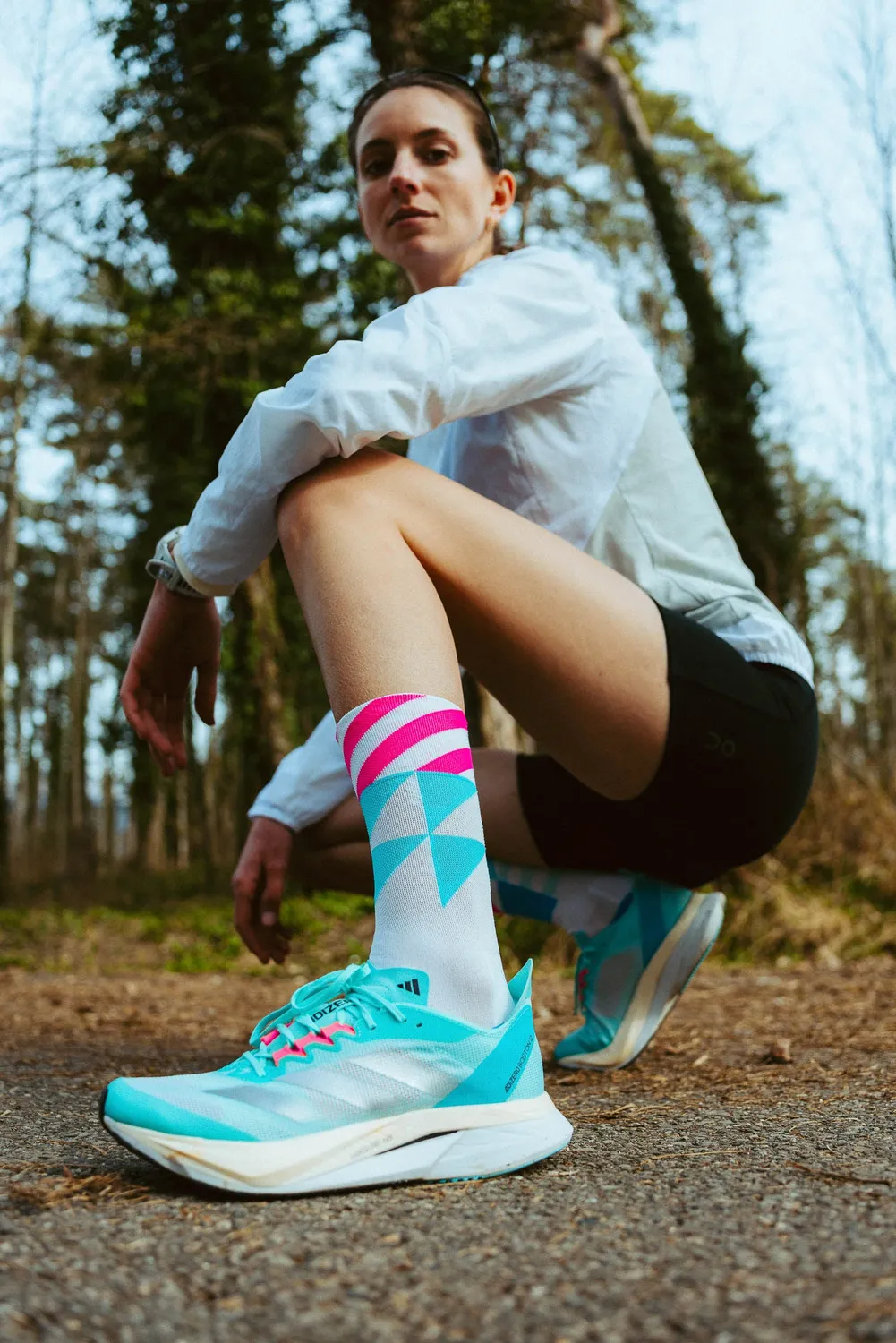 Incylence Ultralight Elements White Blue Pink løbesokker