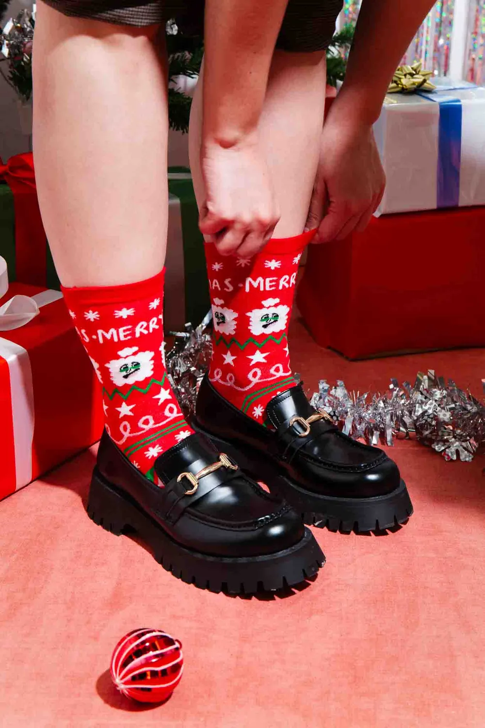 Eat My Socks Xmas Santa sokker 1 par bomuld