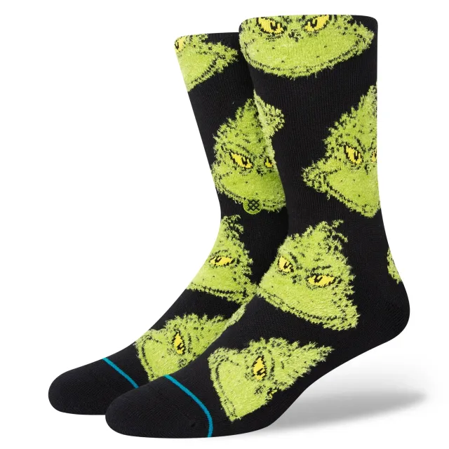 Stance Mean One crew sokker sort Grinch bomuld