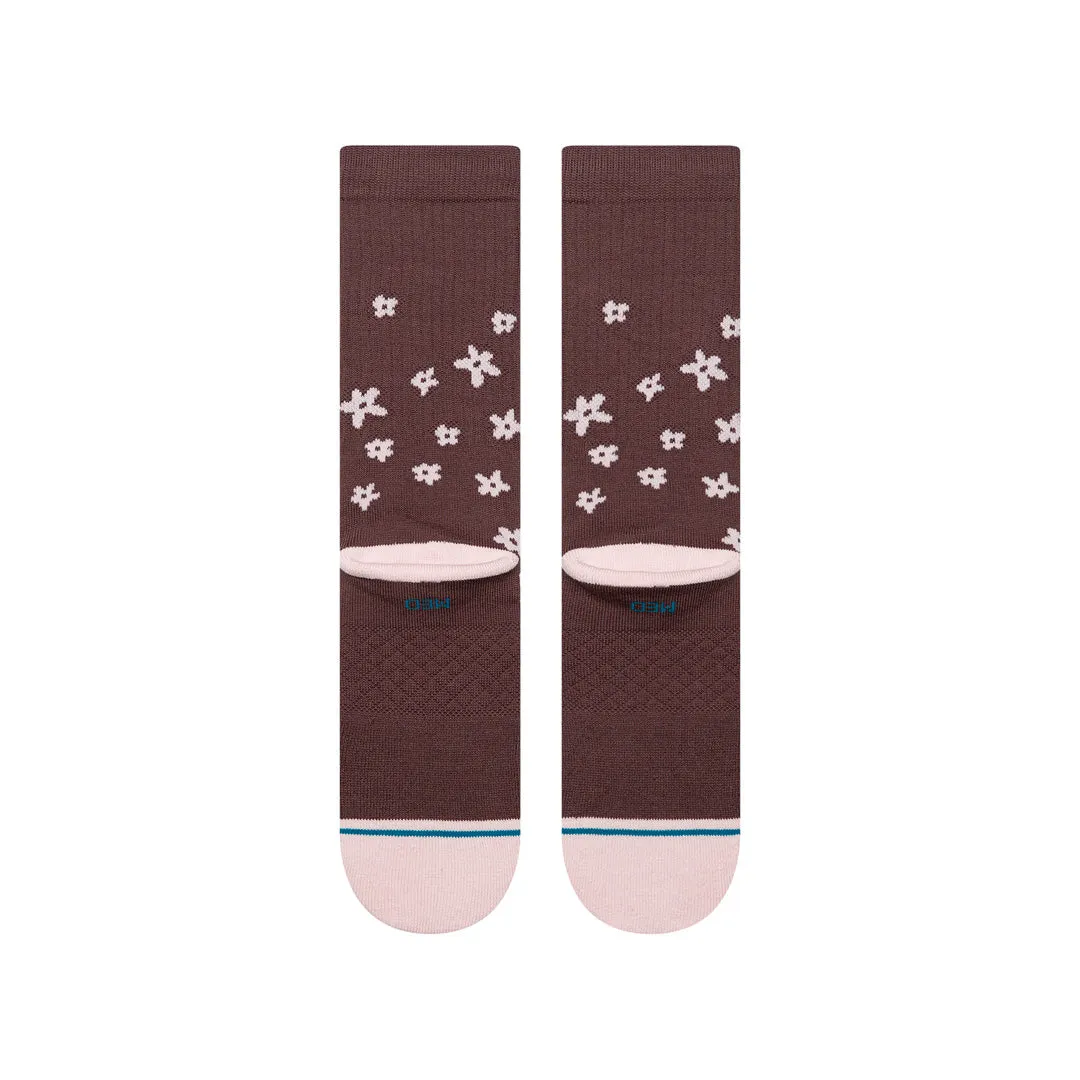 Stance Floral Dreams Crew strømper brun bomuld blomst