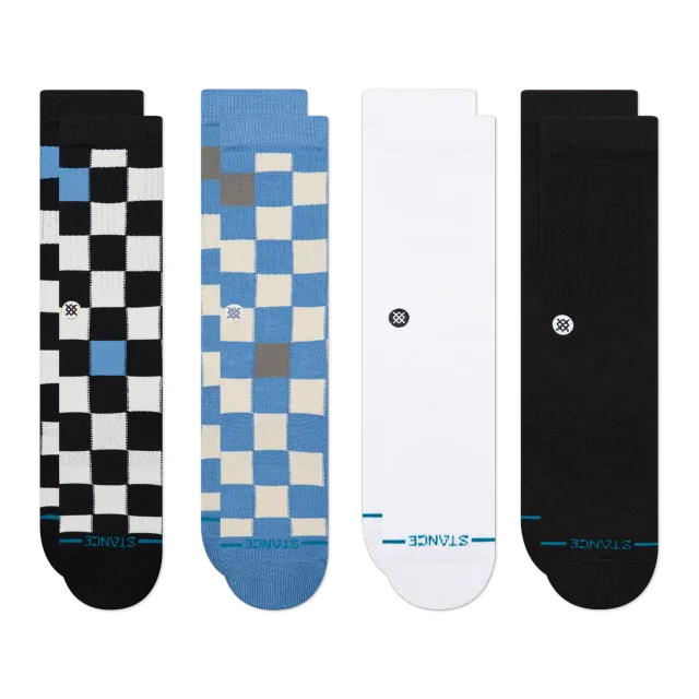 Stance Chef Check Icon crewsokker Hvid 4-pak bomuld
