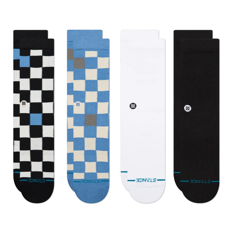 Stance Chef Check Icon crewsokker Hvid 4-pak bomuld