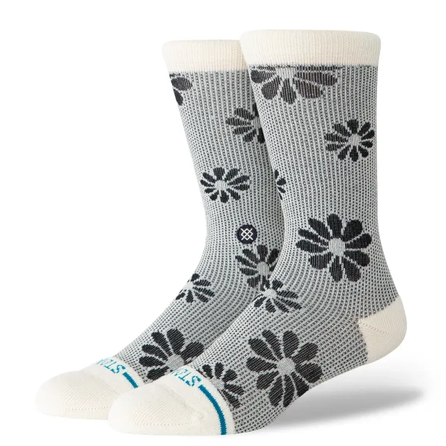 Stance Floral Stitch Crew strømper elfenben bomuld