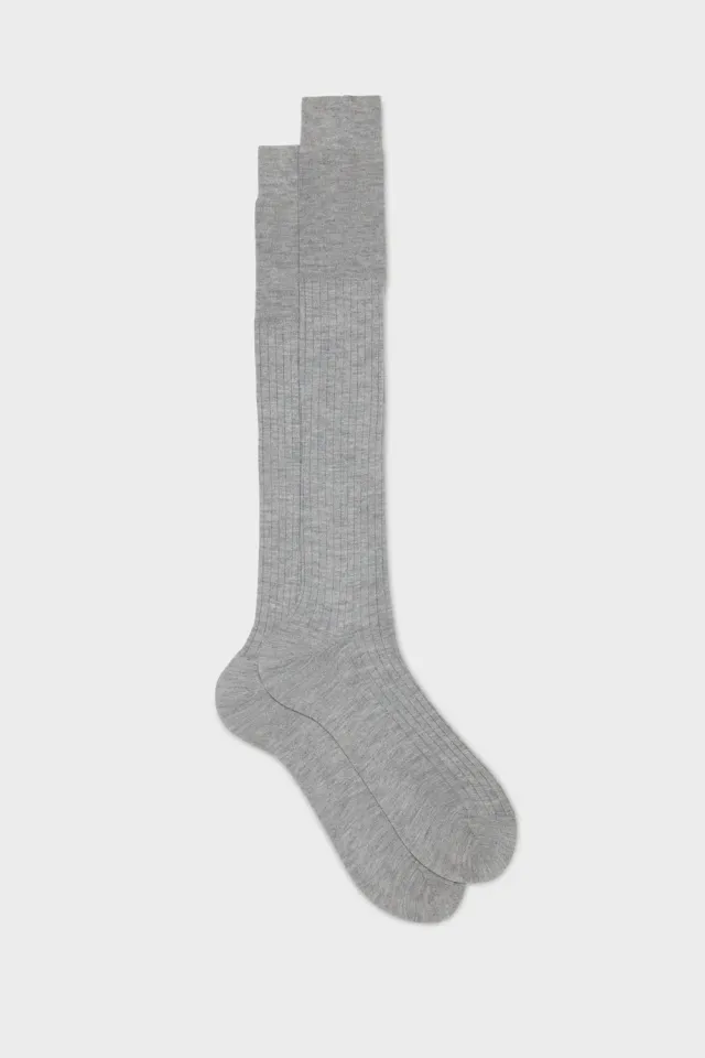 Bresciani Luxury Quirinale strømper lysegrå cashmere