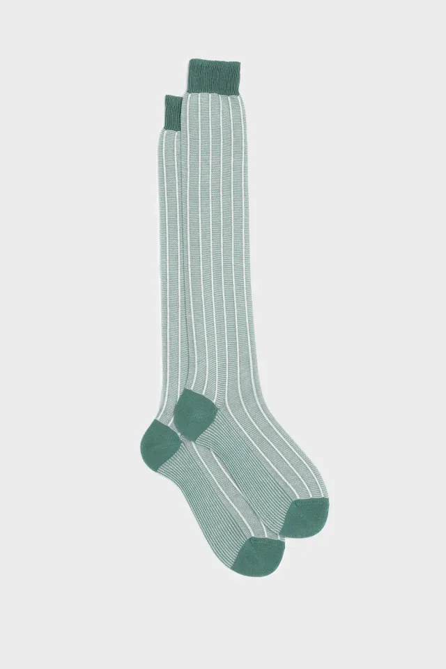 Bresciani Essentials Simone sokker mint-white tynd bomuld