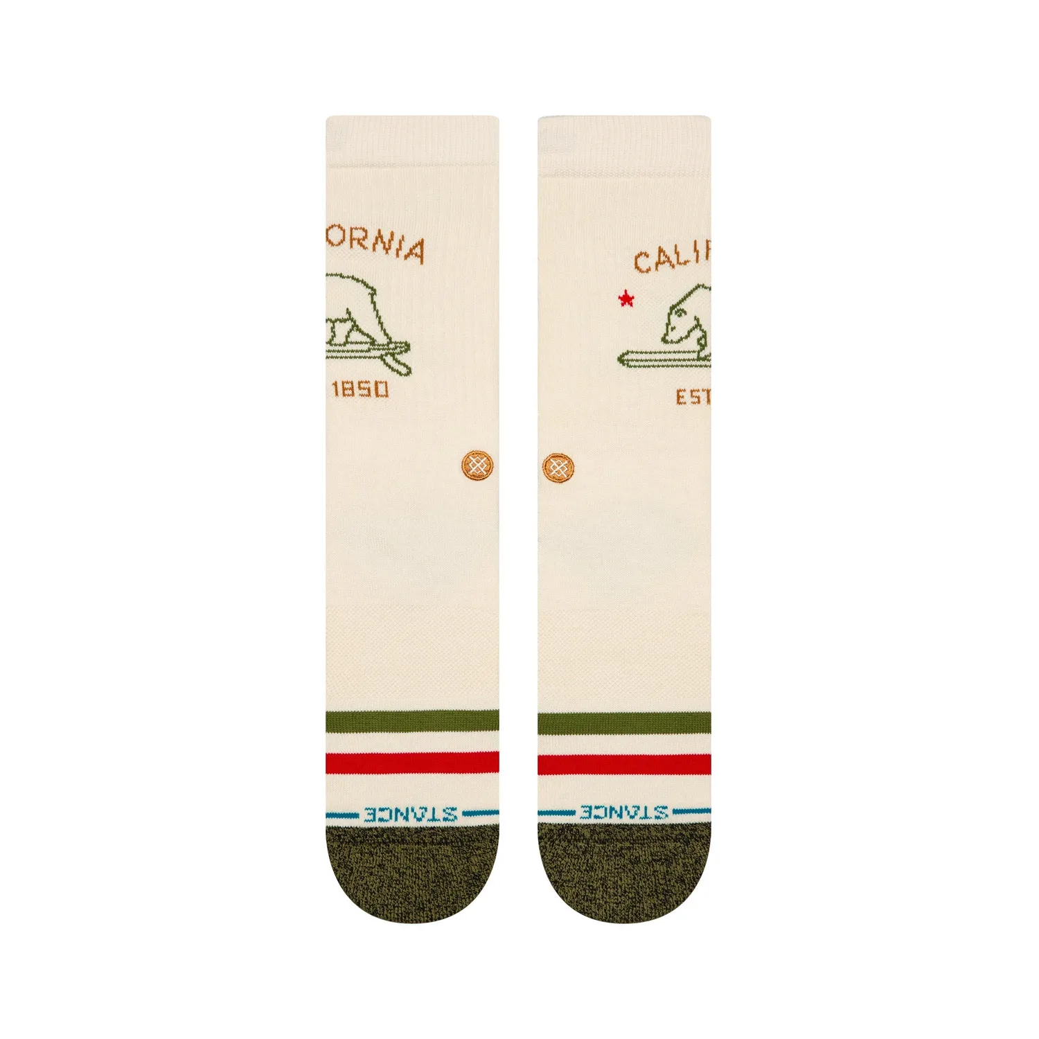Stance California Republic 2 Crew strømper offwhite bomuld