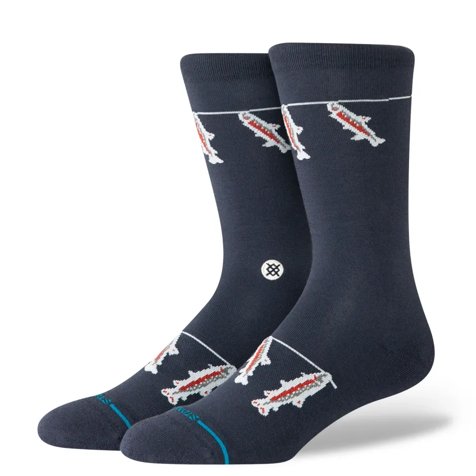Stance Gone Fishin crew sokker Navy lette